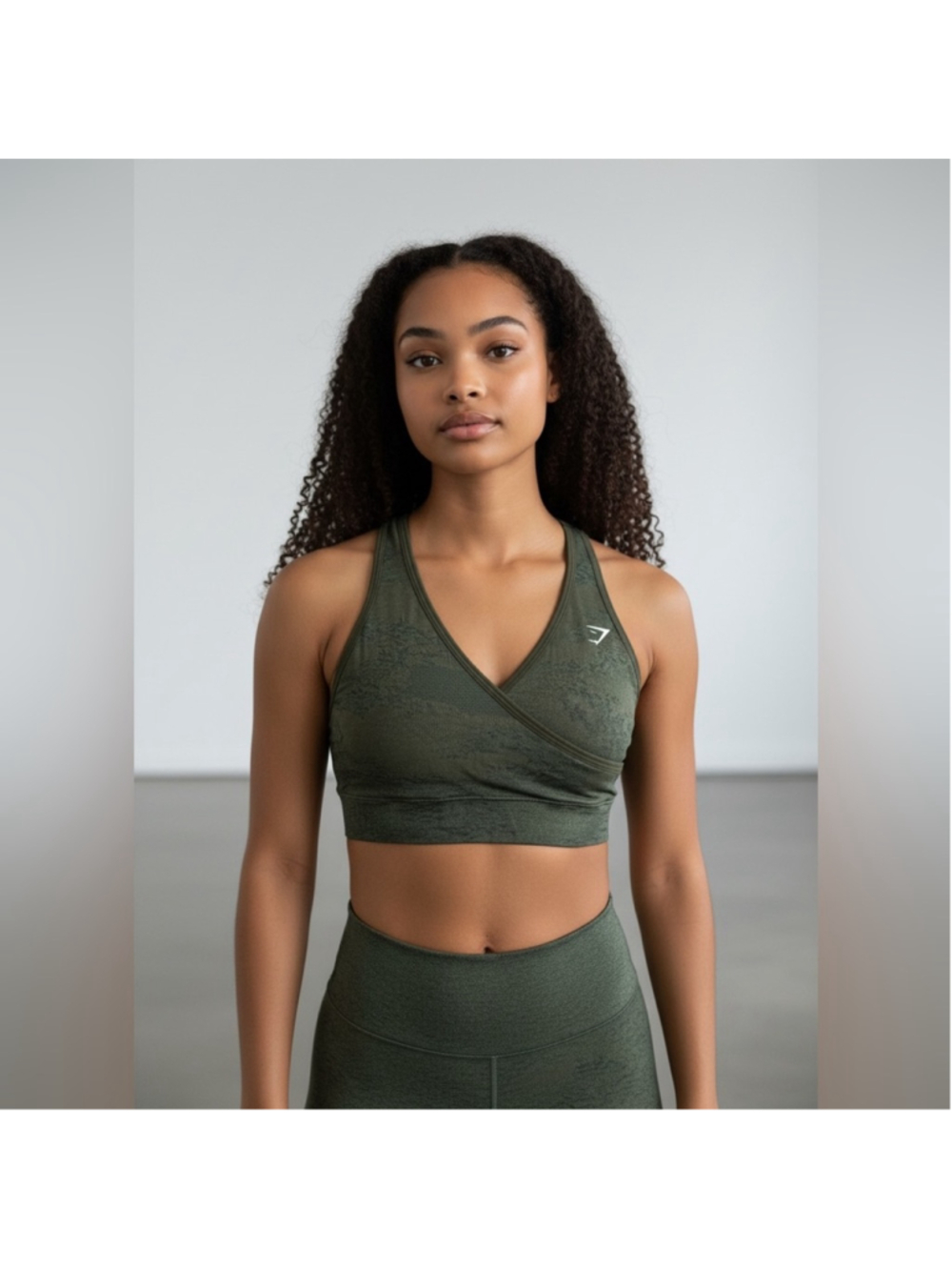 Gymshark Adapt Seamless Camo Deep Green Sports Bra